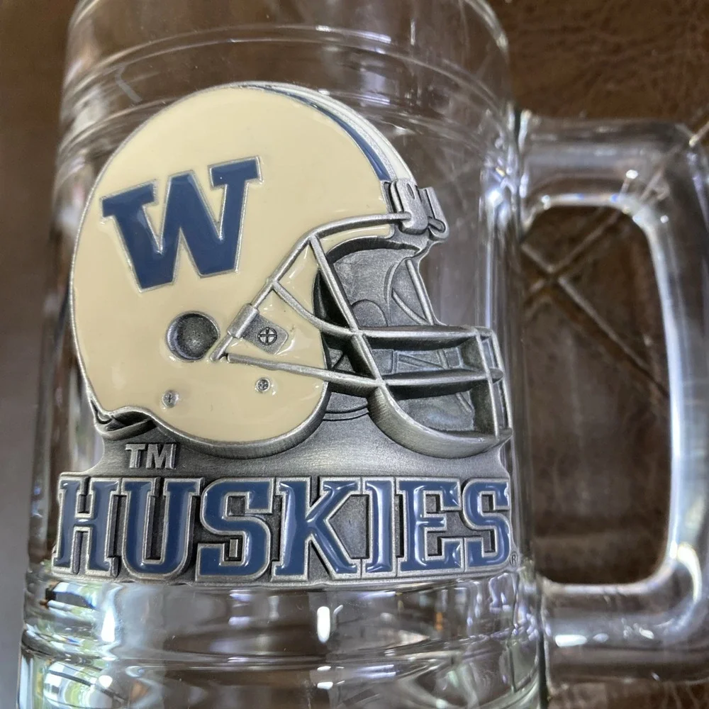 WA Huskies Football GLASS MUG TANKARD‎ STEIN 14 OZ. PEWTER Logo Shot Glass